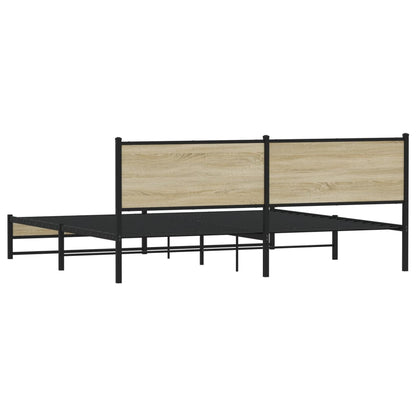 vidaXL Metal Bed Frame without Mattress Sonoma Oak 200x200 cm