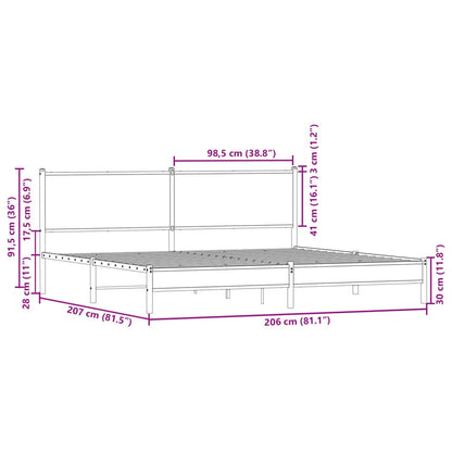 vidaXL Metal Bed Frame without Mattress Sonoma Oak 200x200 cm