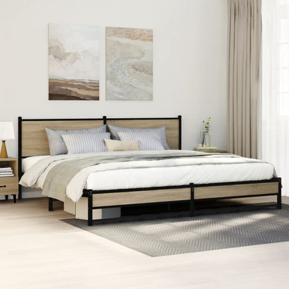 vidaXL Metal Bed Frame without Mattress Sonoma Oak 200x200 cm