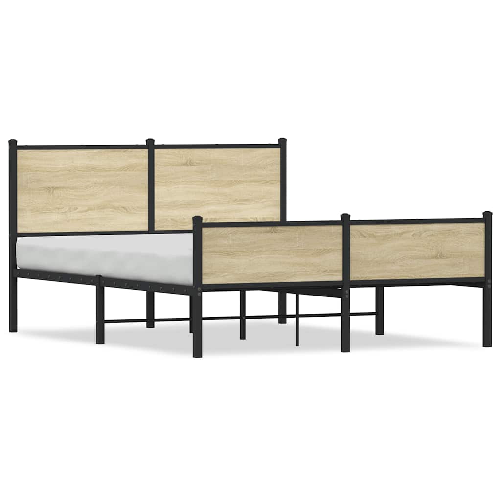 vidaXL Metal Bed Frame without Mattress Sonoma Oak 150x200 cm King Size