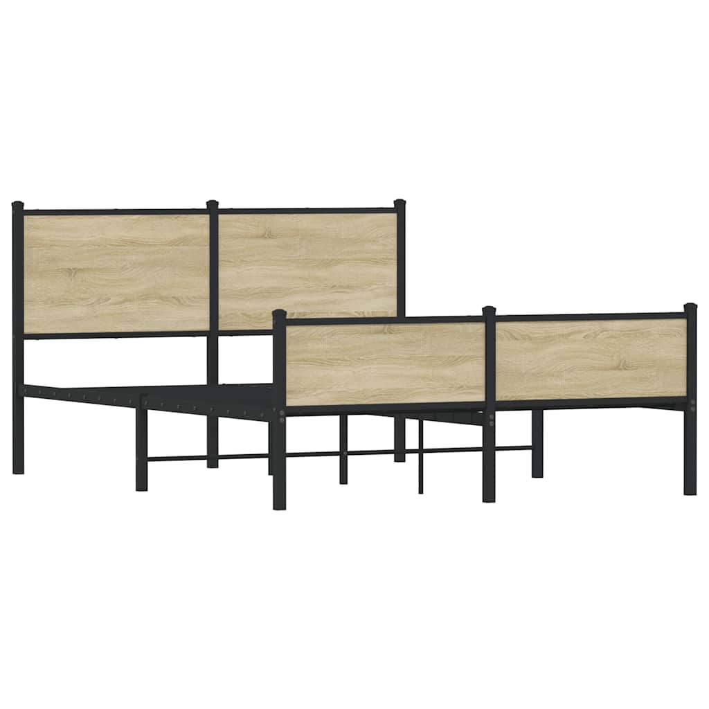 vidaXL Metal Bed Frame without Mattress Sonoma Oak 150x200 cm King Size