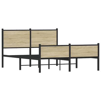 vidaXL Metal Bed Frame without Mattress Sonoma Oak 150x200 cm King Size
