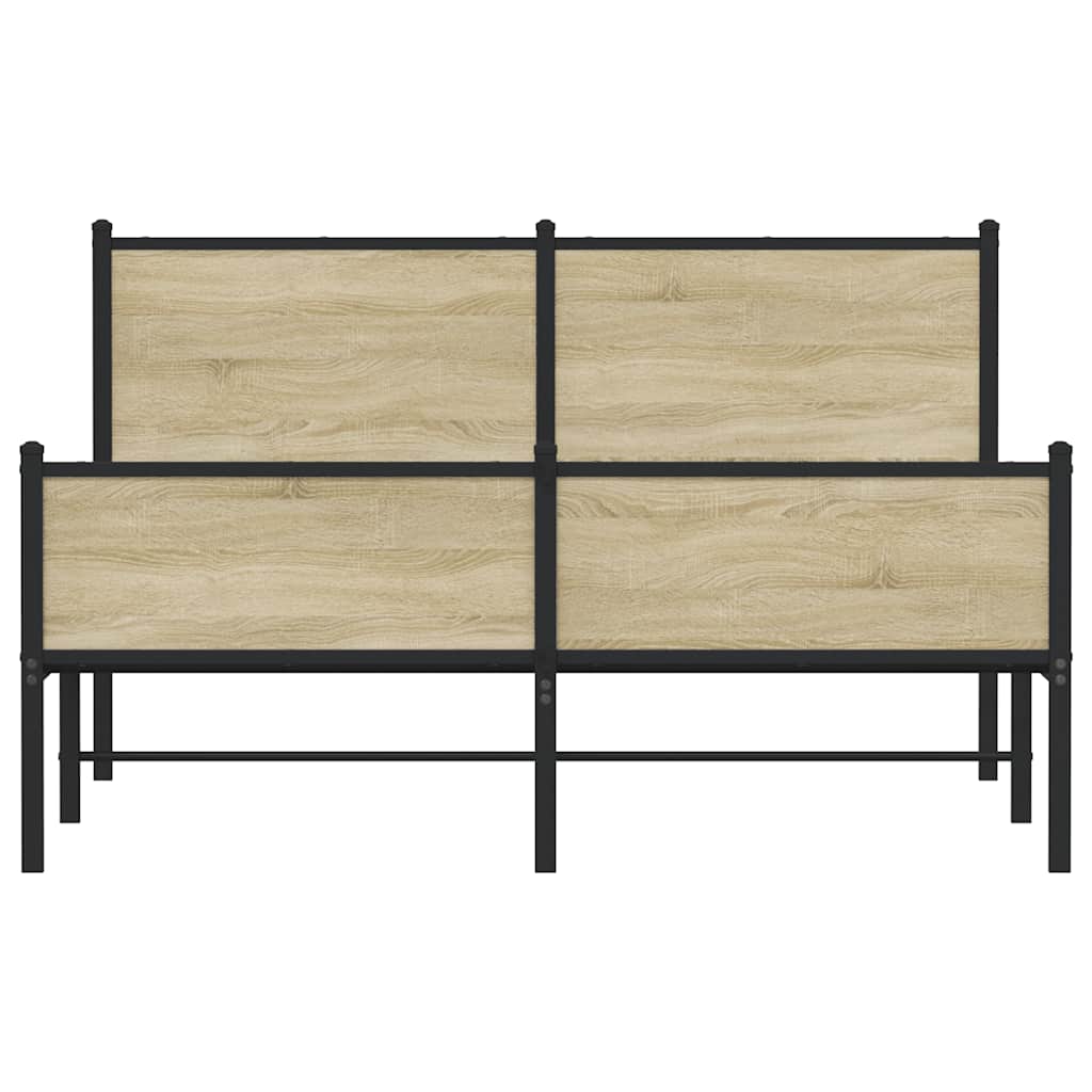 vidaXL Metal Bed Frame without Mattress Sonoma Oak 150x200 cm King Size
