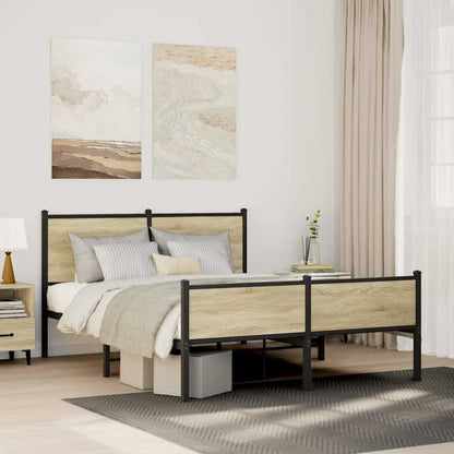 vidaXL Metal Bed Frame without Mattress Sonoma Oak 150x200 cm King Size