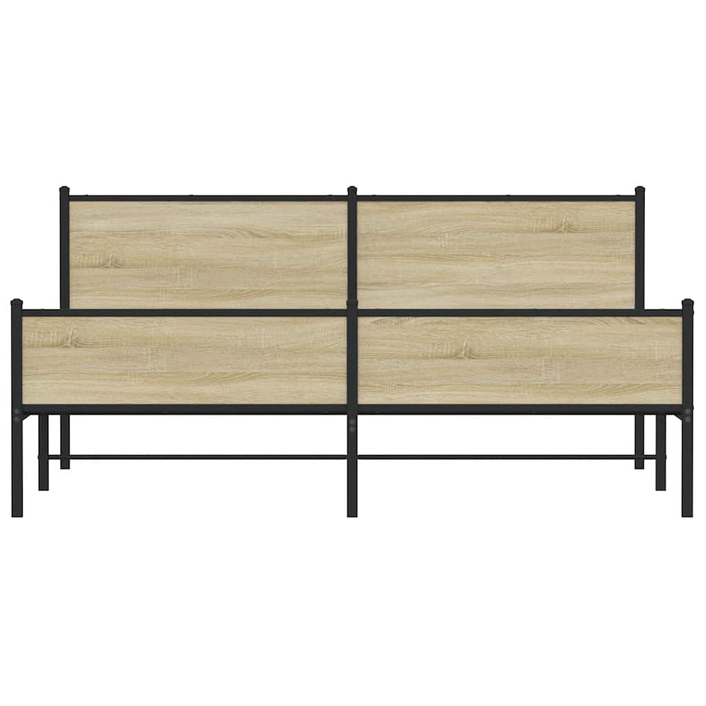 vidaXL Metal Bed Frame without Mattress Sonoma Oak 160x200 cm
