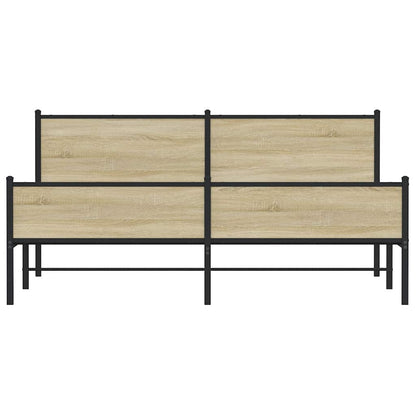 vidaXL Metal Bed Frame without Mattress Sonoma Oak 160x200 cm