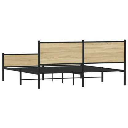 vidaXL Metal Bed Frame without Mattress Sonoma Oak 160x200 cm