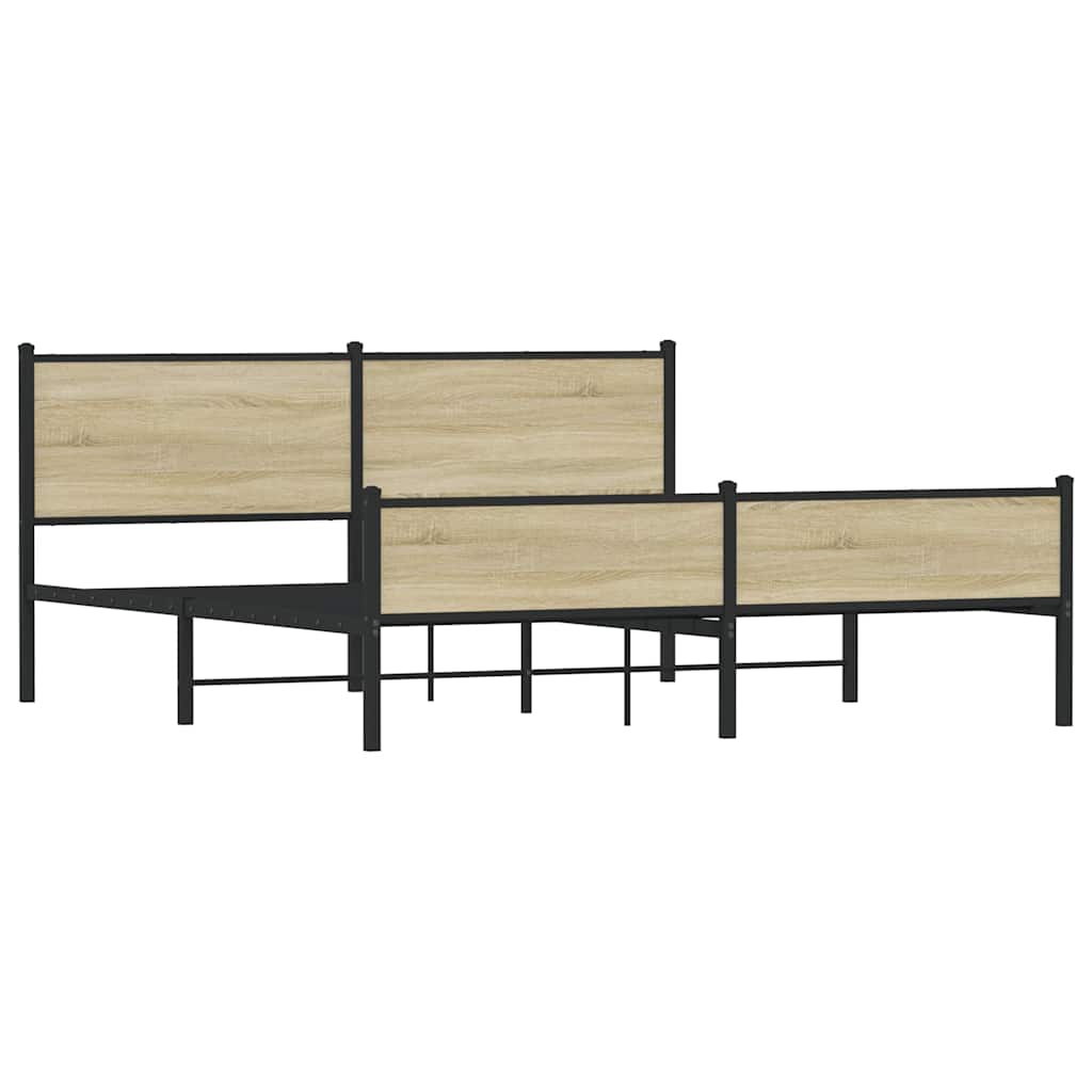vidaXL Metal Bed Frame without Mattress Sonoma Oak 180x200 cm Super King