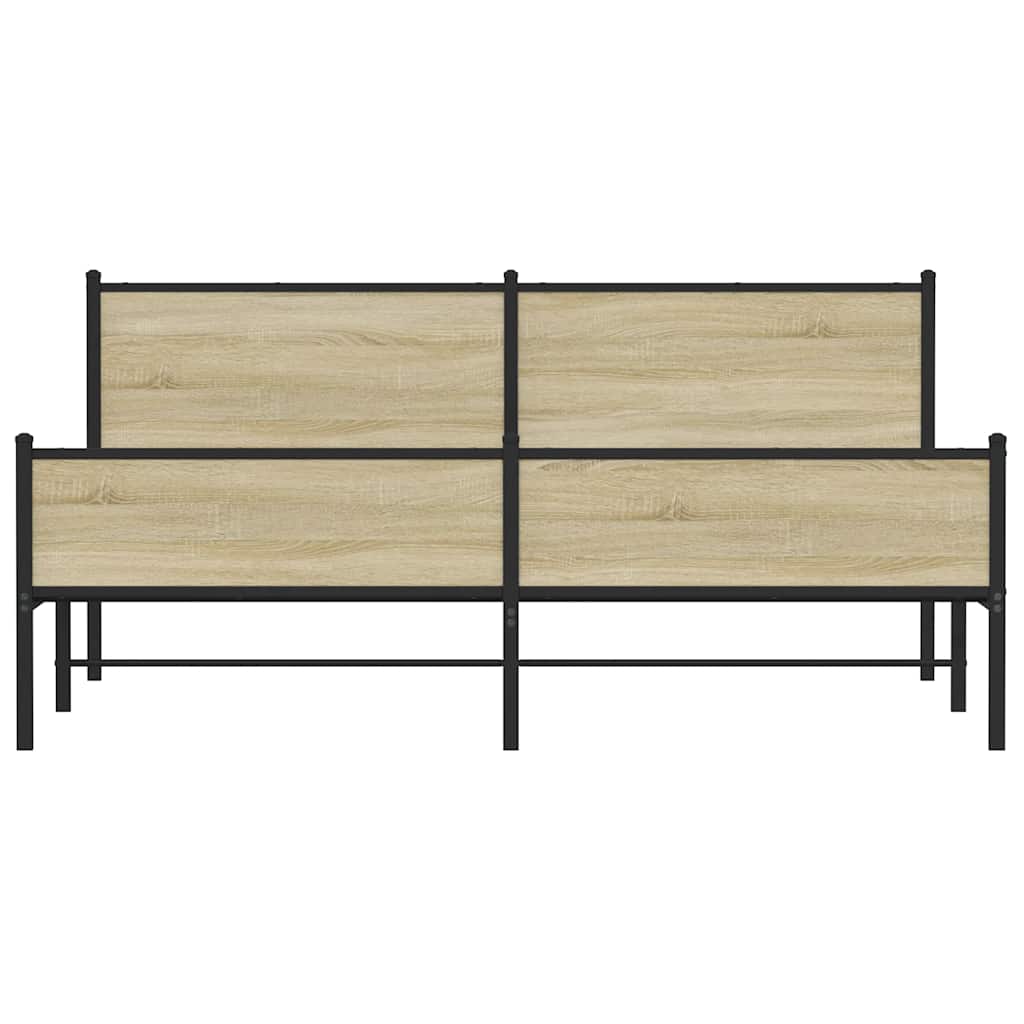vidaXL Metal Bed Frame without Mattress Sonoma Oak 180x200 cm Super King