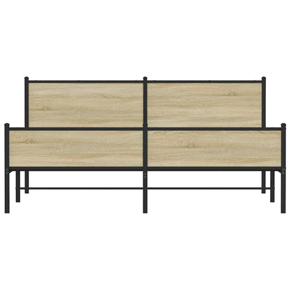 vidaXL Metal Bed Frame without Mattress Sonoma Oak 180x200 cm Super King