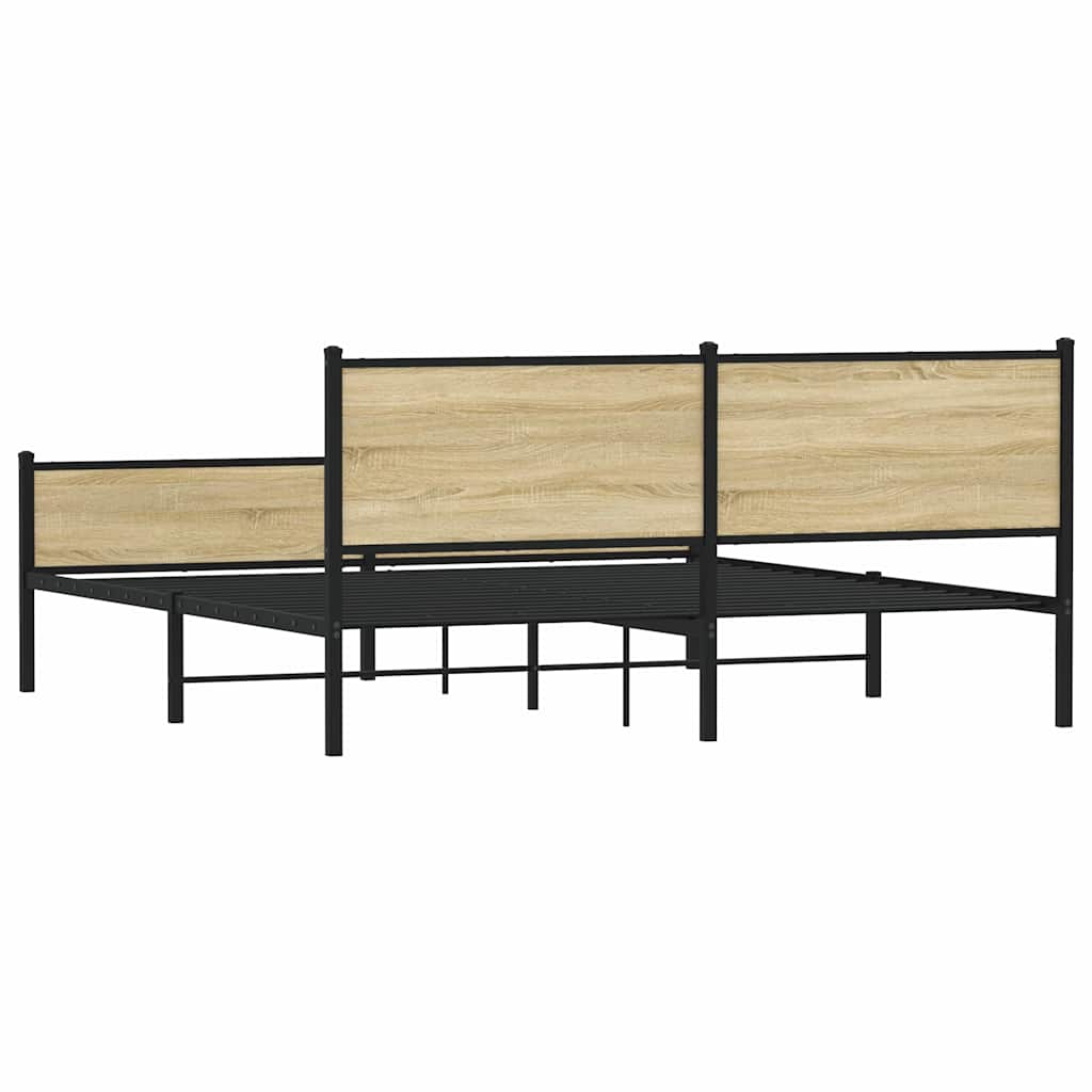 vidaXL Metal Bed Frame without Mattress Sonoma Oak 180x200 cm Super King