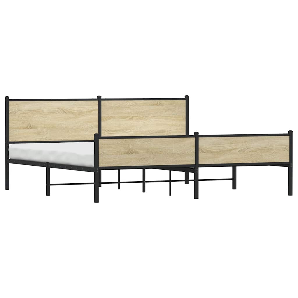 vidaXL Metal Bed Frame without Mattress Sonoma Oak 193x203 cm