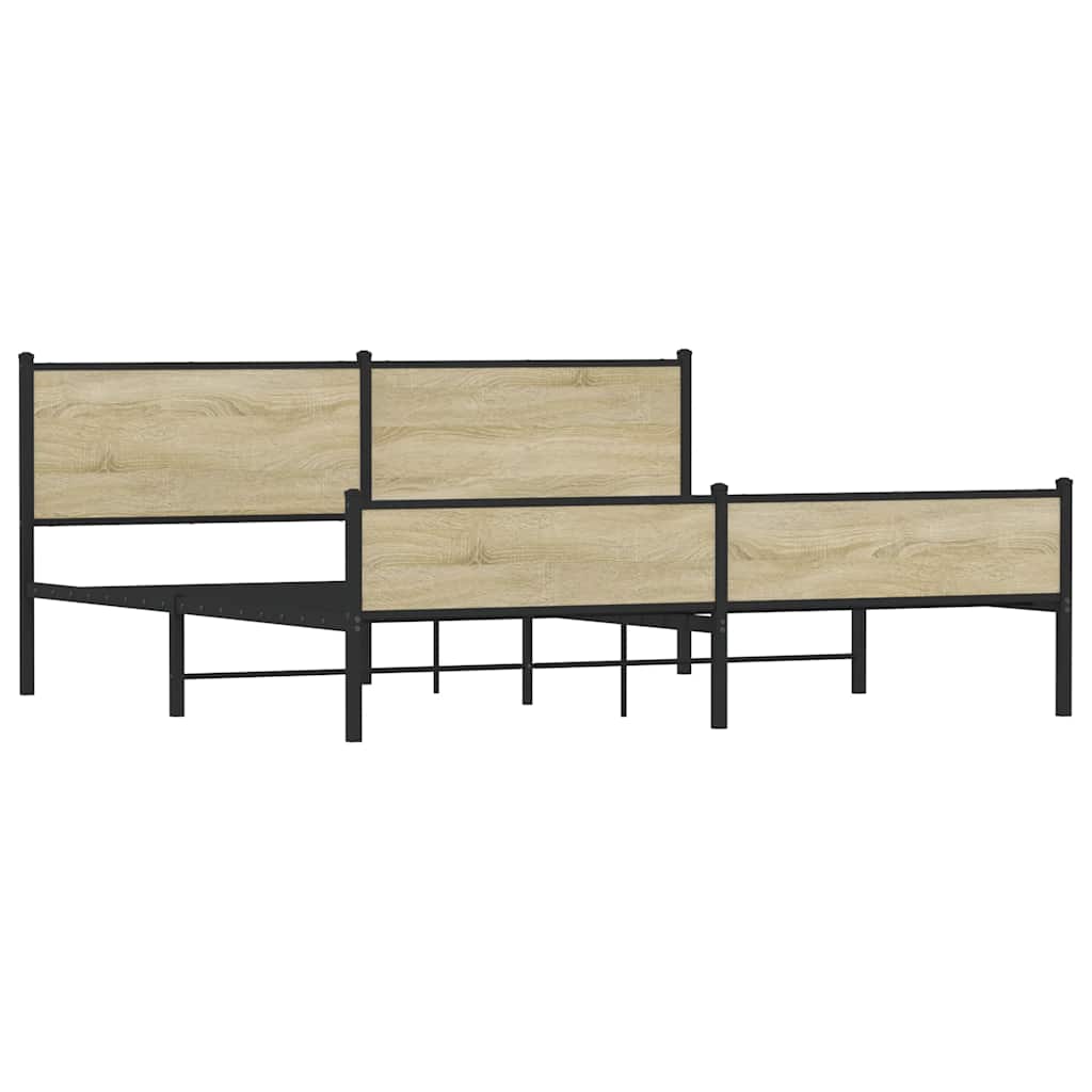 vidaXL Metal Bed Frame without Mattress Sonoma Oak 193x203 cm
