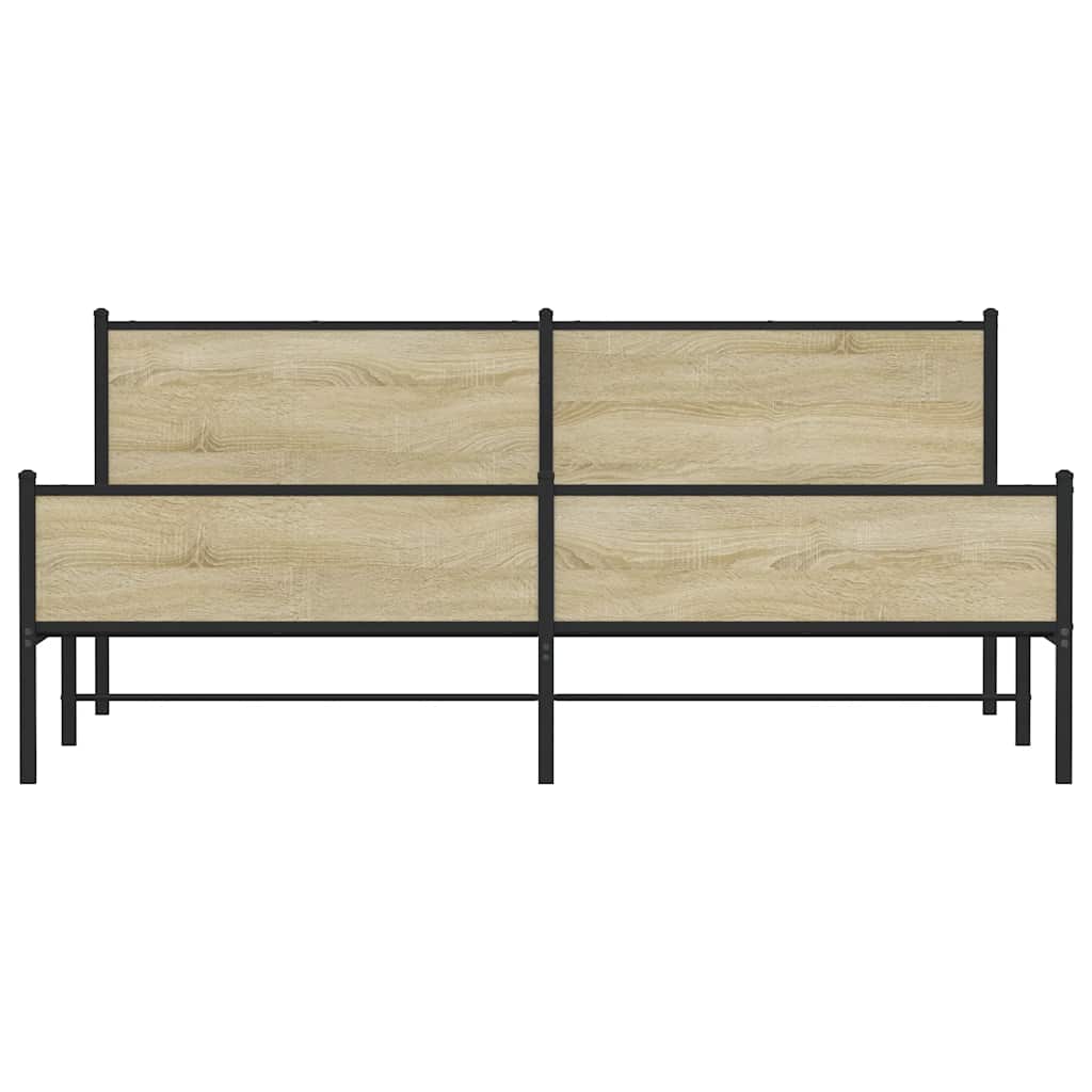 vidaXL Metal Bed Frame without Mattress Sonoma Oak 193x203 cm