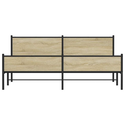 vidaXL Metal Bed Frame without Mattress Sonoma Oak 193x203 cm
