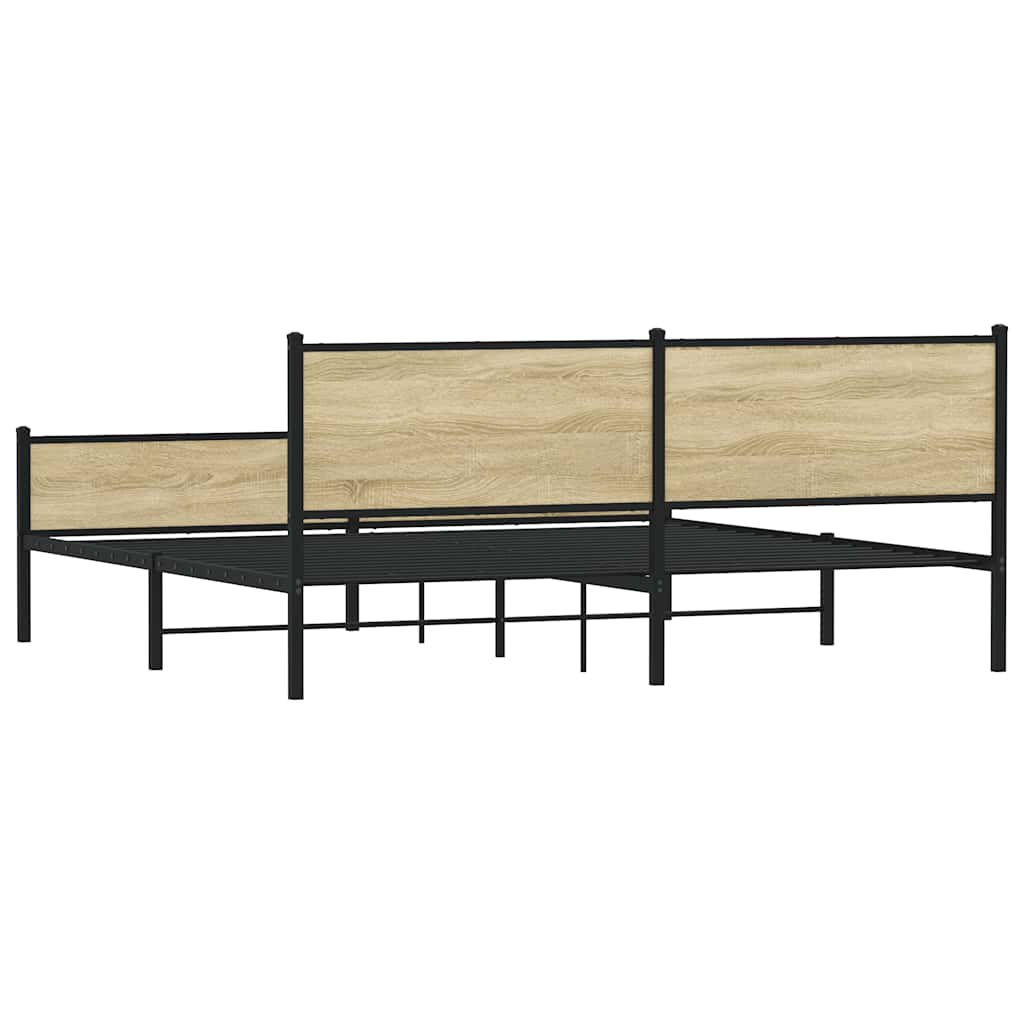 vidaXL Metal Bed Frame without Mattress Sonoma Oak 193x203 cm