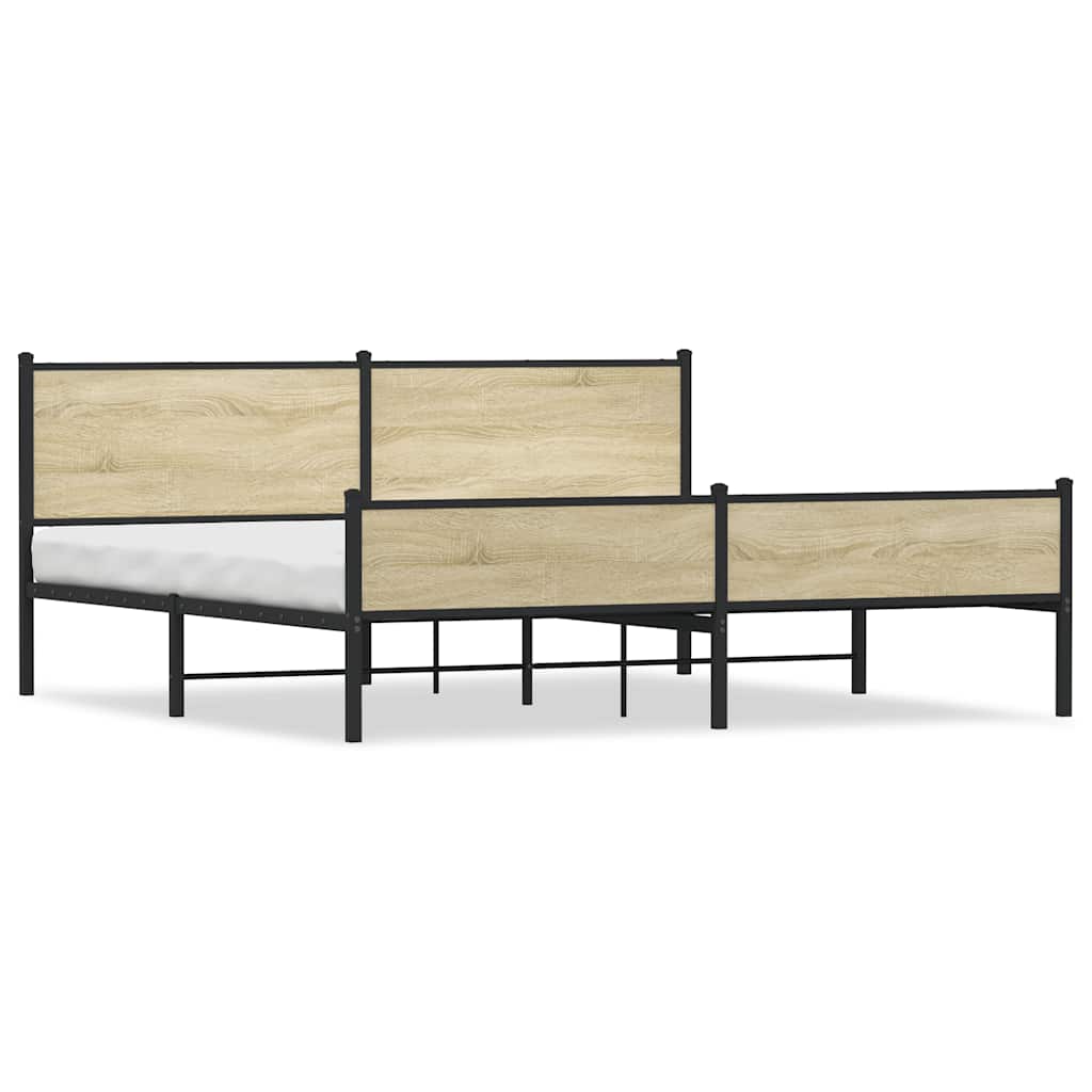 vidaXL Metal Bed Frame without Mattress Sonoma Oak 200x200 cm