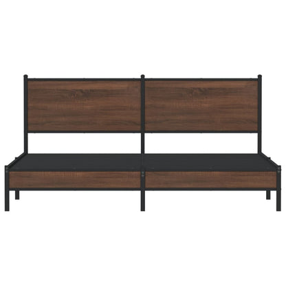 vidaXL Metal Bed Frame without Mattress Brown Oak 180x200 cm Super King