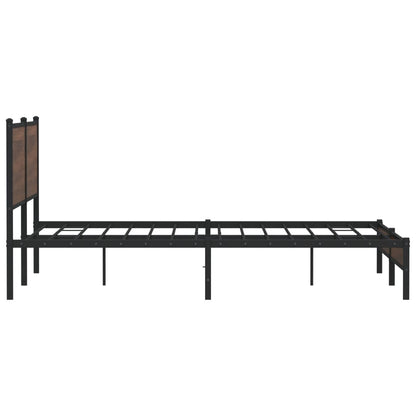vidaXL Metal Bed Frame without Mattress Brown Oak 180x200 cm Super King
