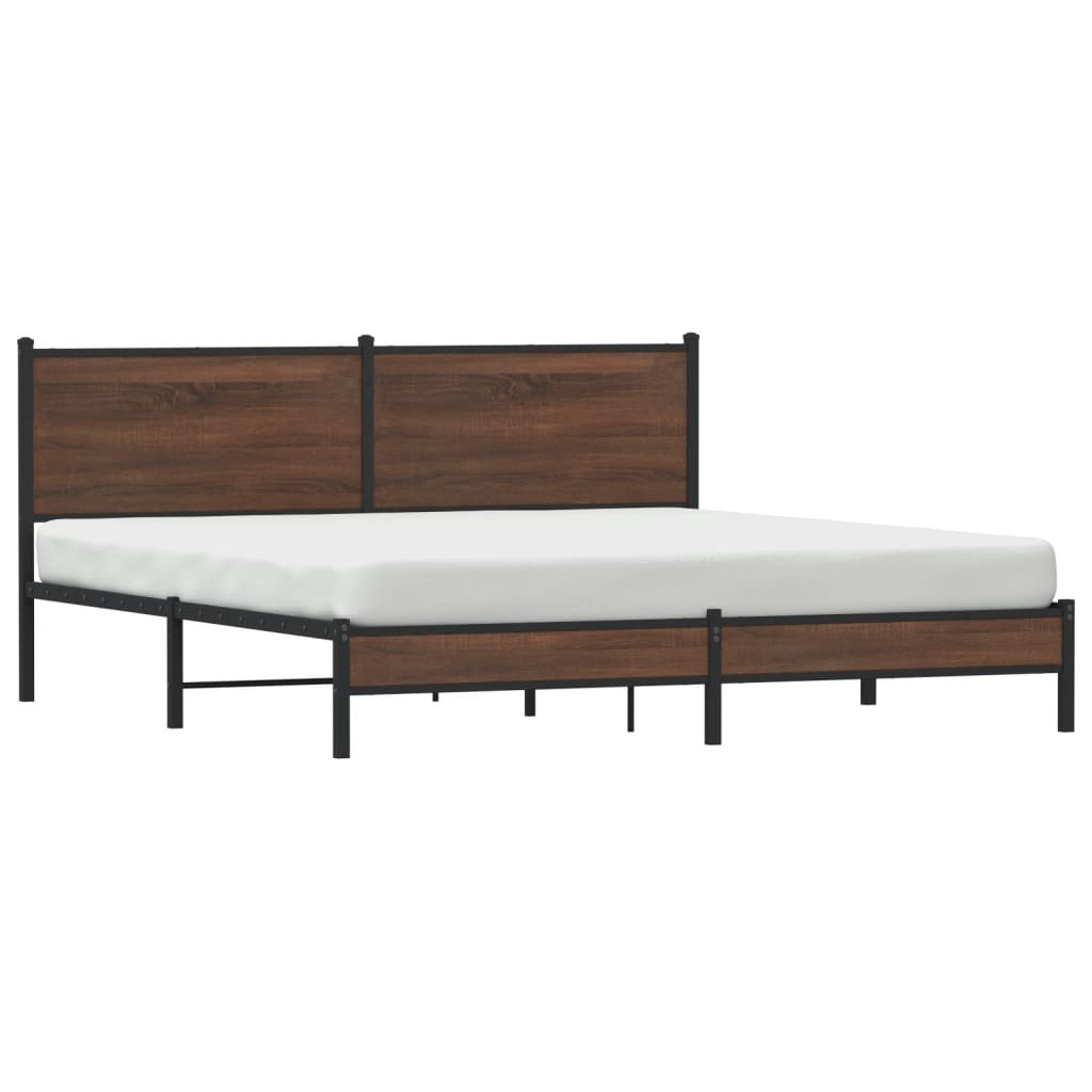 vidaXL Metal Bed Frame without Mattress Brown Oak 183x213 cm