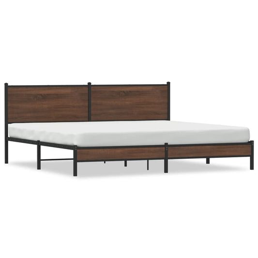 vidaXL Metal Bed Frame without Mattress Brown Oak 193x203 cm