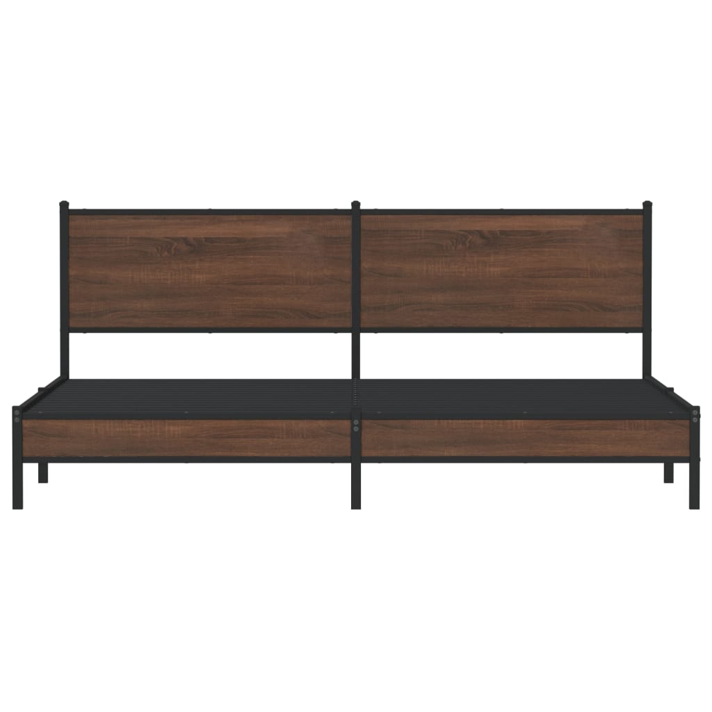 vidaXL Metal Bed Frame without Mattress Brown Oak 193x203 cm