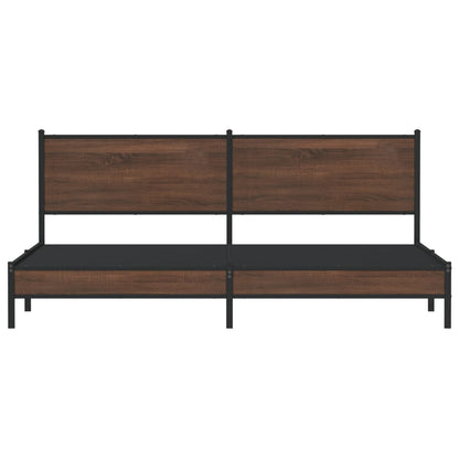 vidaXL Metal Bed Frame without Mattress Brown Oak 193x203 cm