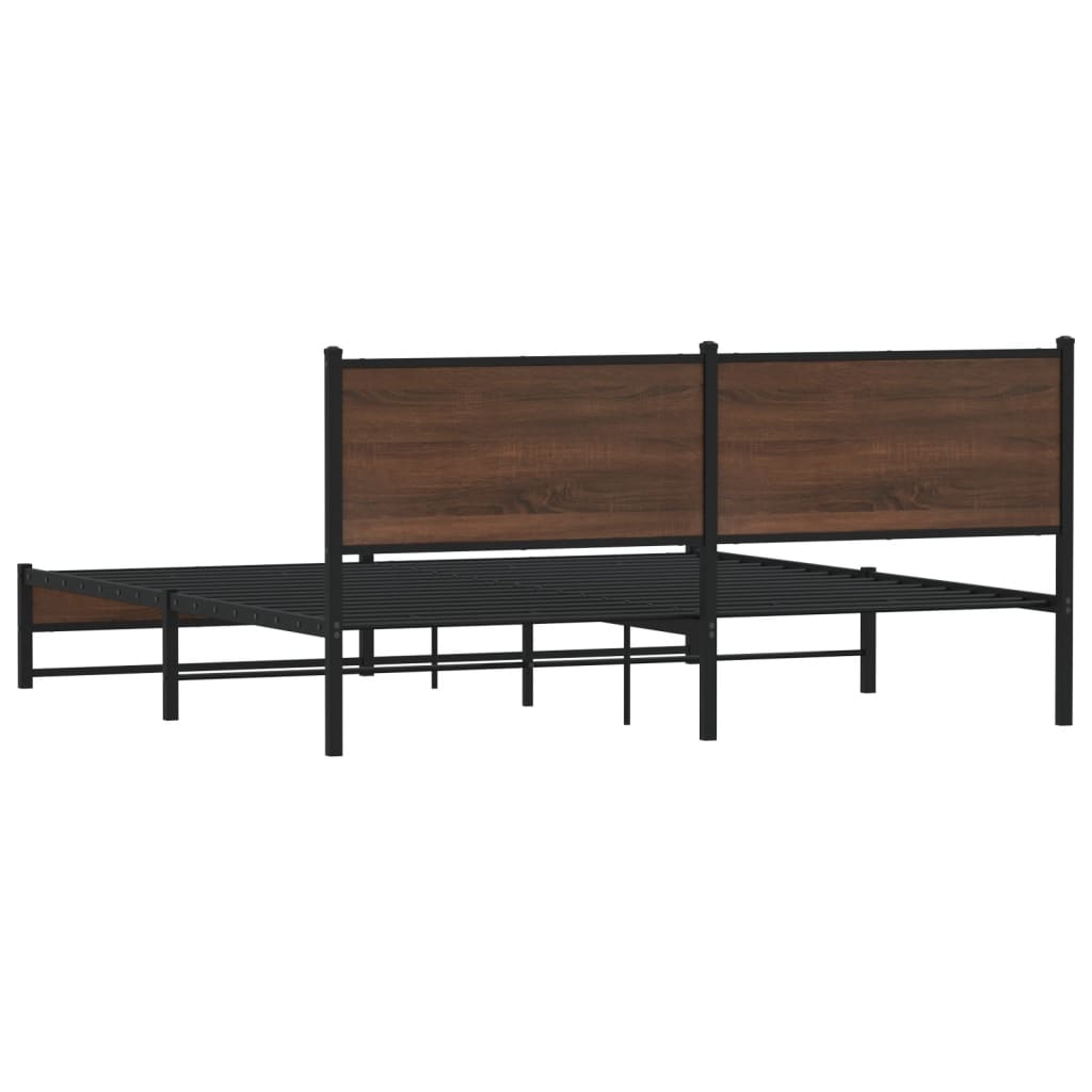 vidaXL Metal Bed Frame without Mattress Brown Oak 183x213 cm