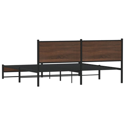 vidaXL Metal Bed Frame without Mattress Brown Oak 183x213 cm