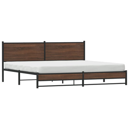 vidaXL Metal Bed Frame without Mattress Brown Oak 193x203 cm