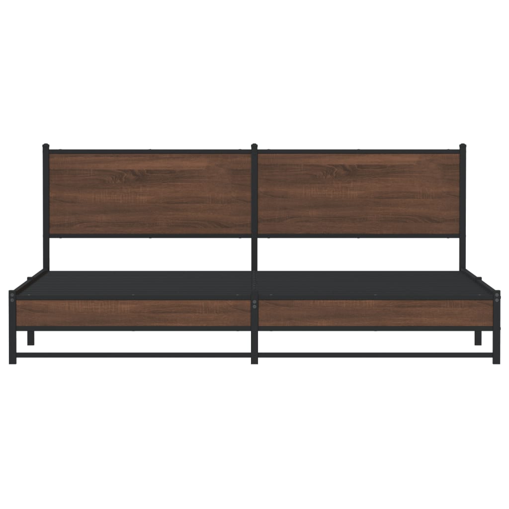 vidaXL Metal Bed Frame without Mattress Brown Oak 193x203 cm