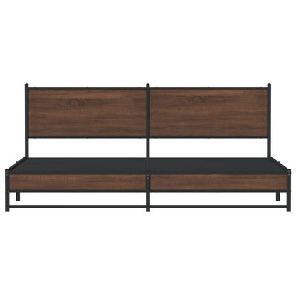 vidaXL Metal Bed Frame without Mattress Brown Oak 193x203 cm