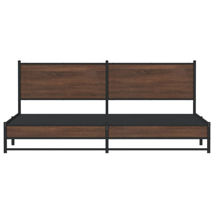 vidaXL Metal Bed Frame without Mattress Brown Oak 200x200 cm