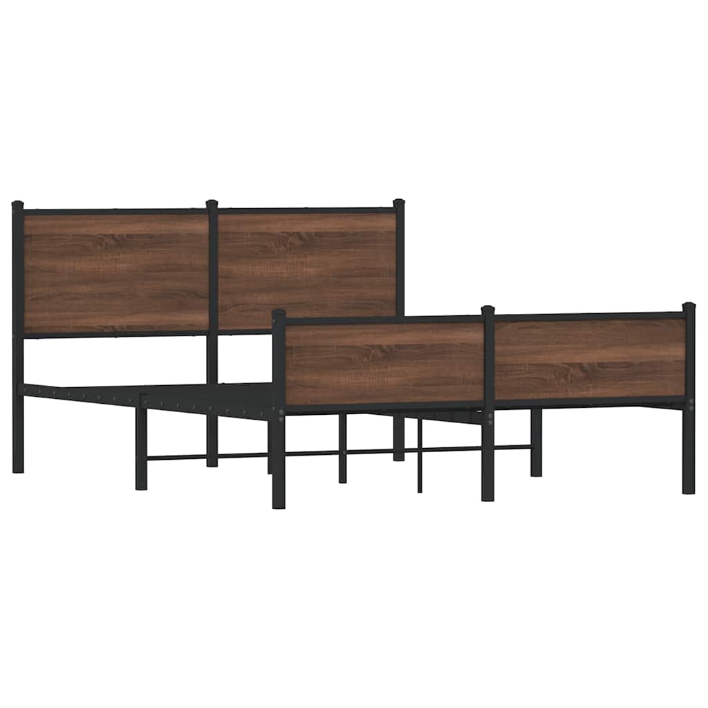 vidaXL Metal Bed Frame without Mattress Brown Oak 150x200 cm King Size