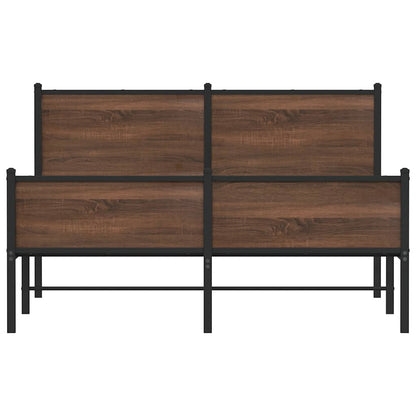 vidaXL Metal Bed Frame without Mattress Brown Oak 150x200 cm King Size