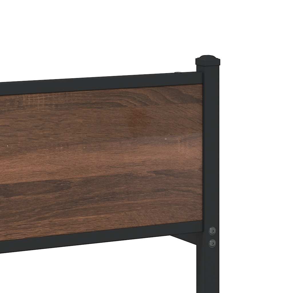 vidaXL Metal Bed Frame without Mattress Brown Oak 150x200 cm King Size