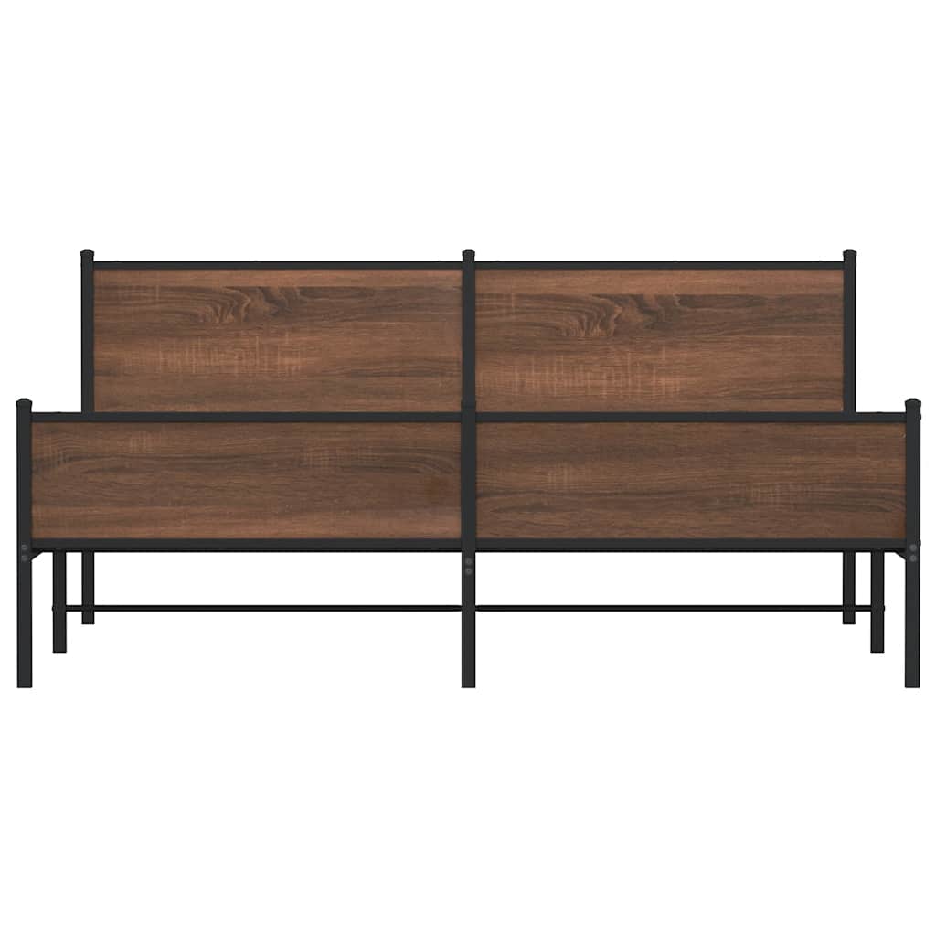 vidaXL Metal Bed Frame without Mattress Brown Oak 160x200 cm