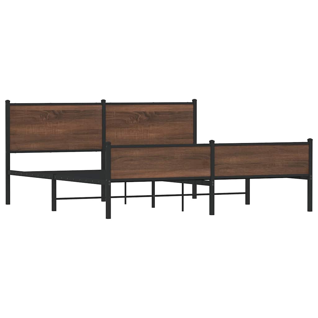 vidaXL Metal Bed Frame without Mattress Brown Oak 180x200 cm Super King