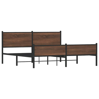 vidaXL Metal Bed Frame without Mattress Brown Oak 180x200 cm Super King