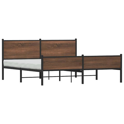 vidaXL Metal Bed Frame without Mattress Brown Oak 180x200 cm Super King