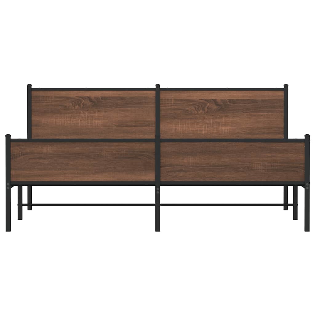 vidaXL Metal Bed Frame without Mattress Brown Oak 180x200 cm Super King