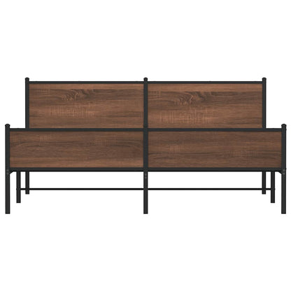 vidaXL Metal Bed Frame without Mattress Brown Oak 180x200 cm Super King