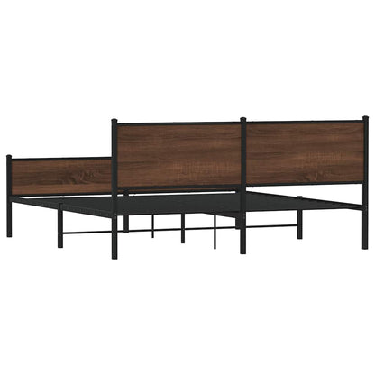 vidaXL Metal Bed Frame without Mattress Brown Oak 180x200 cm Super King