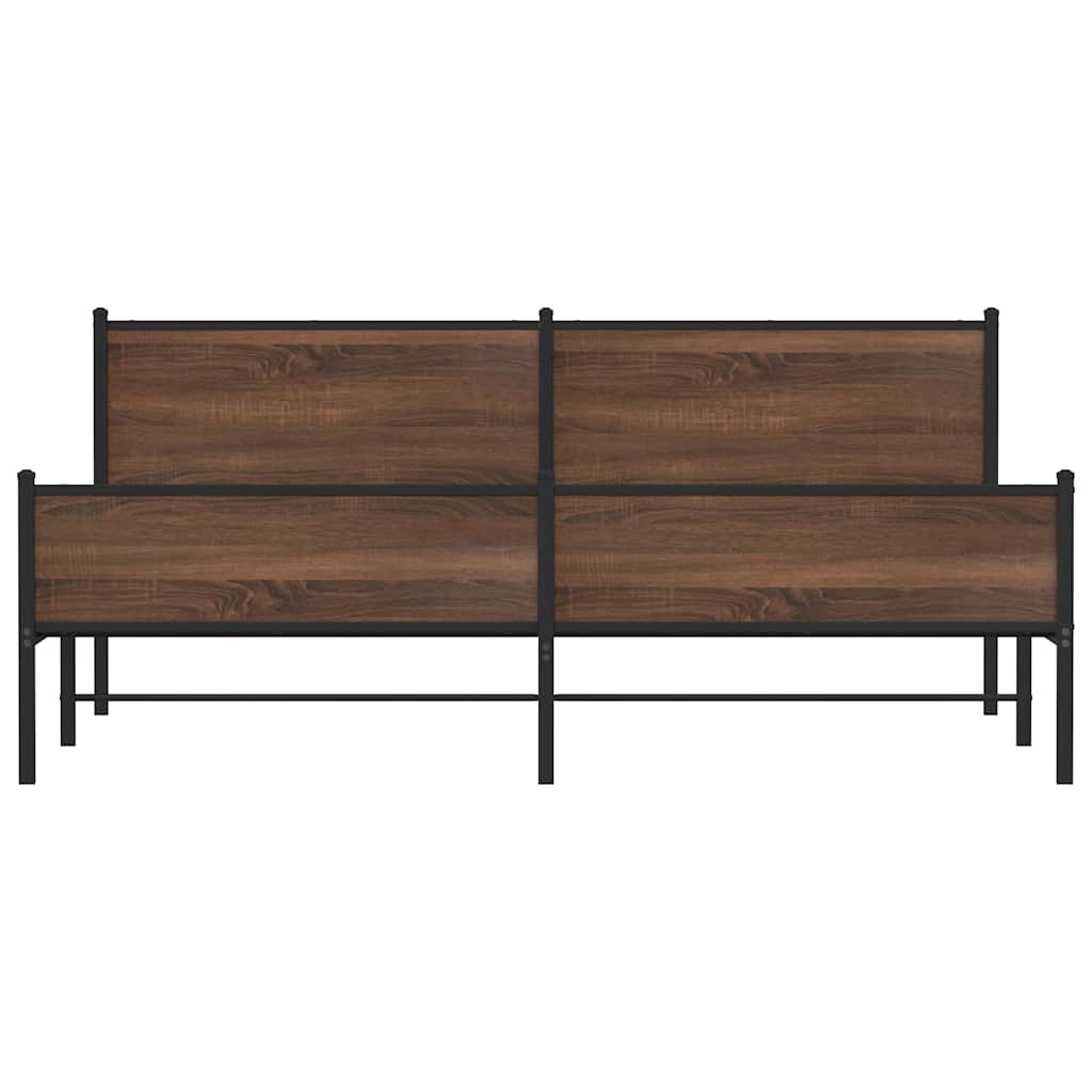 vidaXL Metal Bed Frame without Mattress Brown Oak 193x203 cm