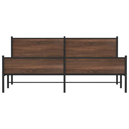 vidaXL Metal Bed Frame without Mattress Brown Oak 193x203 cm