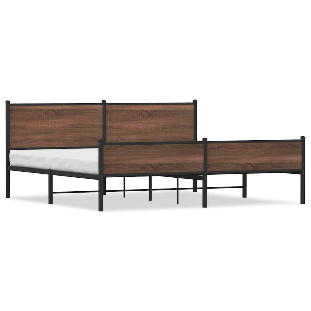 vidaXL Metal Bed Frame without Mattress Brown Oak 200x200 cm