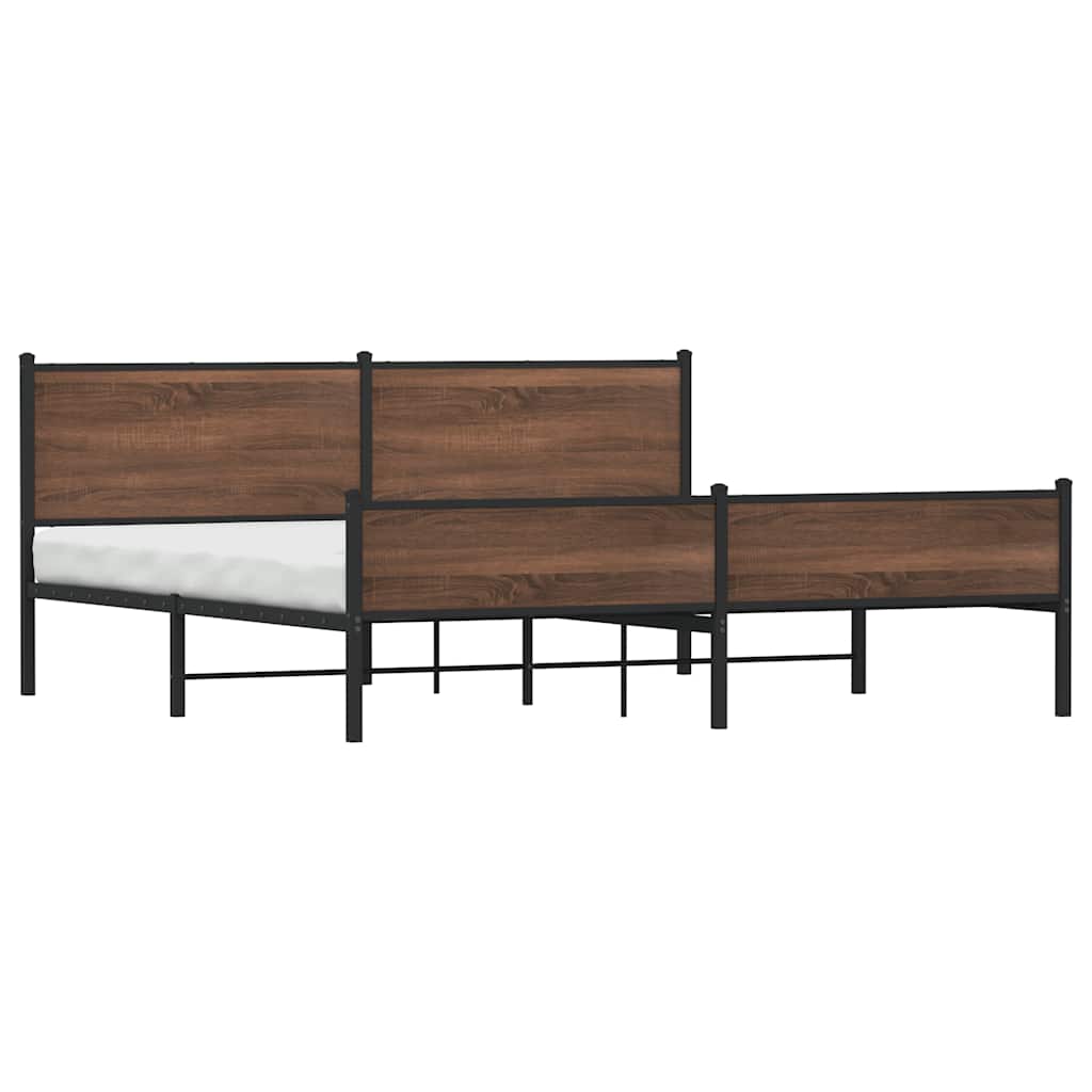 vidaXL Metal Bed Frame without Mattress Brown Oak 200x200 cm