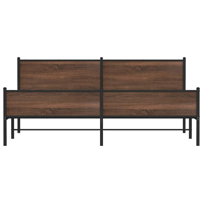 vidaXL Metal Bed Frame without Mattress Brown Oak 200x200 cm