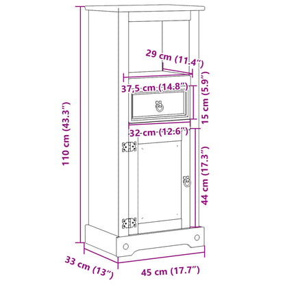 vidaXL Bathroom Cabinet Corona 45x33x110 cm Solid Wood Pine