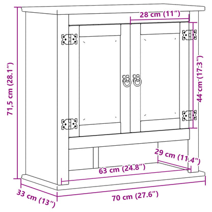 vidaXL Bathroom Wall Cabinet Corona 70x33x71.5 cm Solid Wood Pine